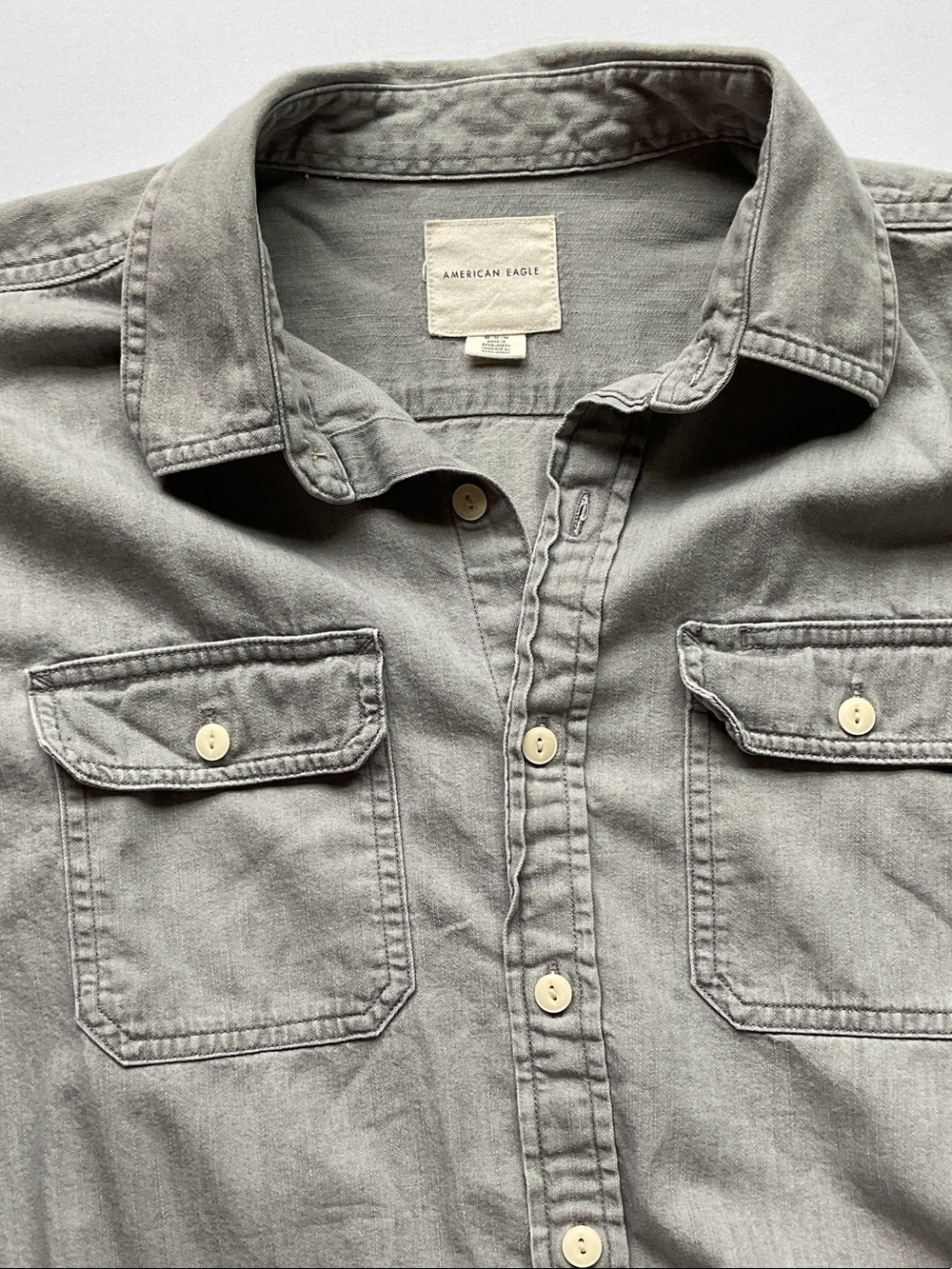 Casual Men's Button-Up Shirt in Washed Light Grey